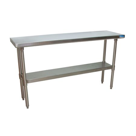 BK RESOURCES Flat Top Work Table Stainless Steel w/Galvanized Undershelf 72"Wx18"D VTT-1872